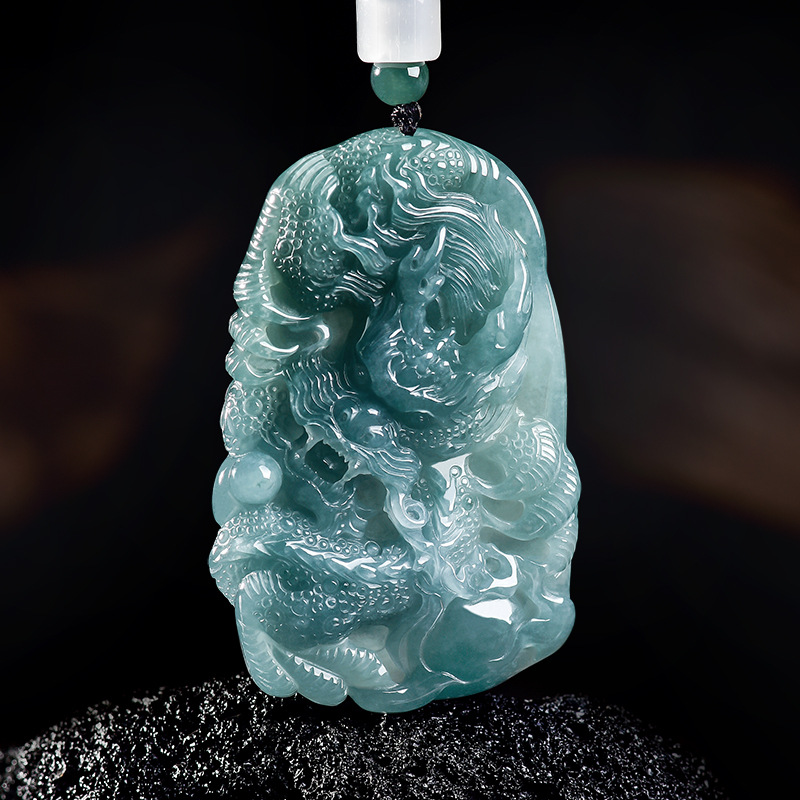 Jewelry & Watches Company - Natural Burmese Jadeite Dragon Pendant Necklace