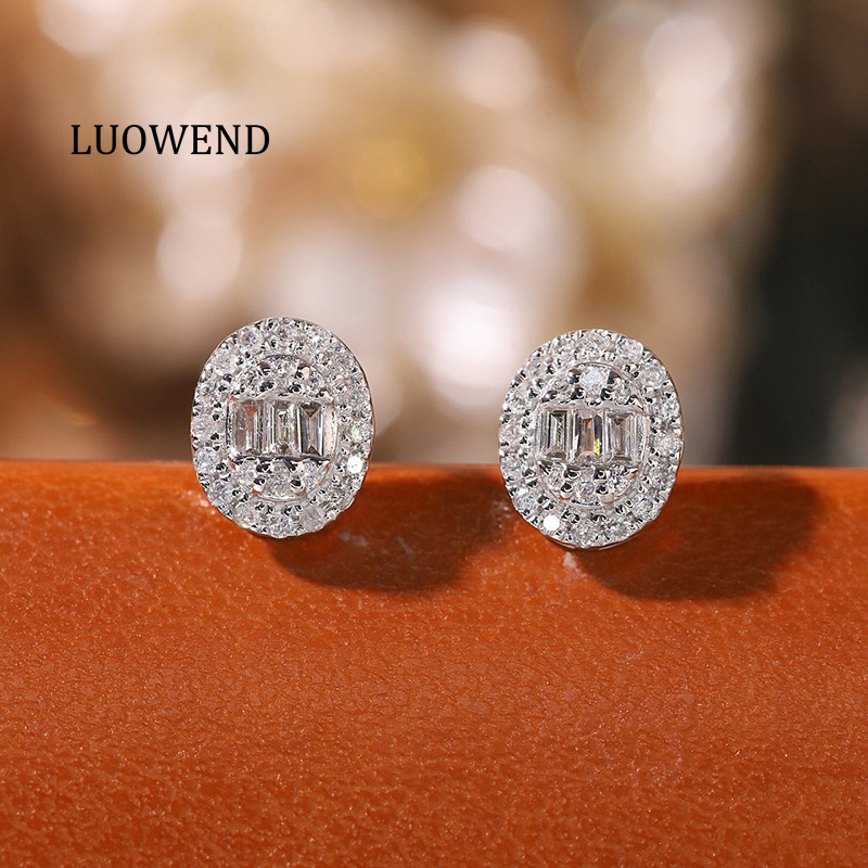 Diamond Stud Earrings - LUOWEND 100% 18K White Gold Earrings