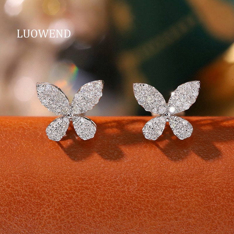 Diamond Stud Earrings - LUOWEND 100% 18K White Gold Earrings