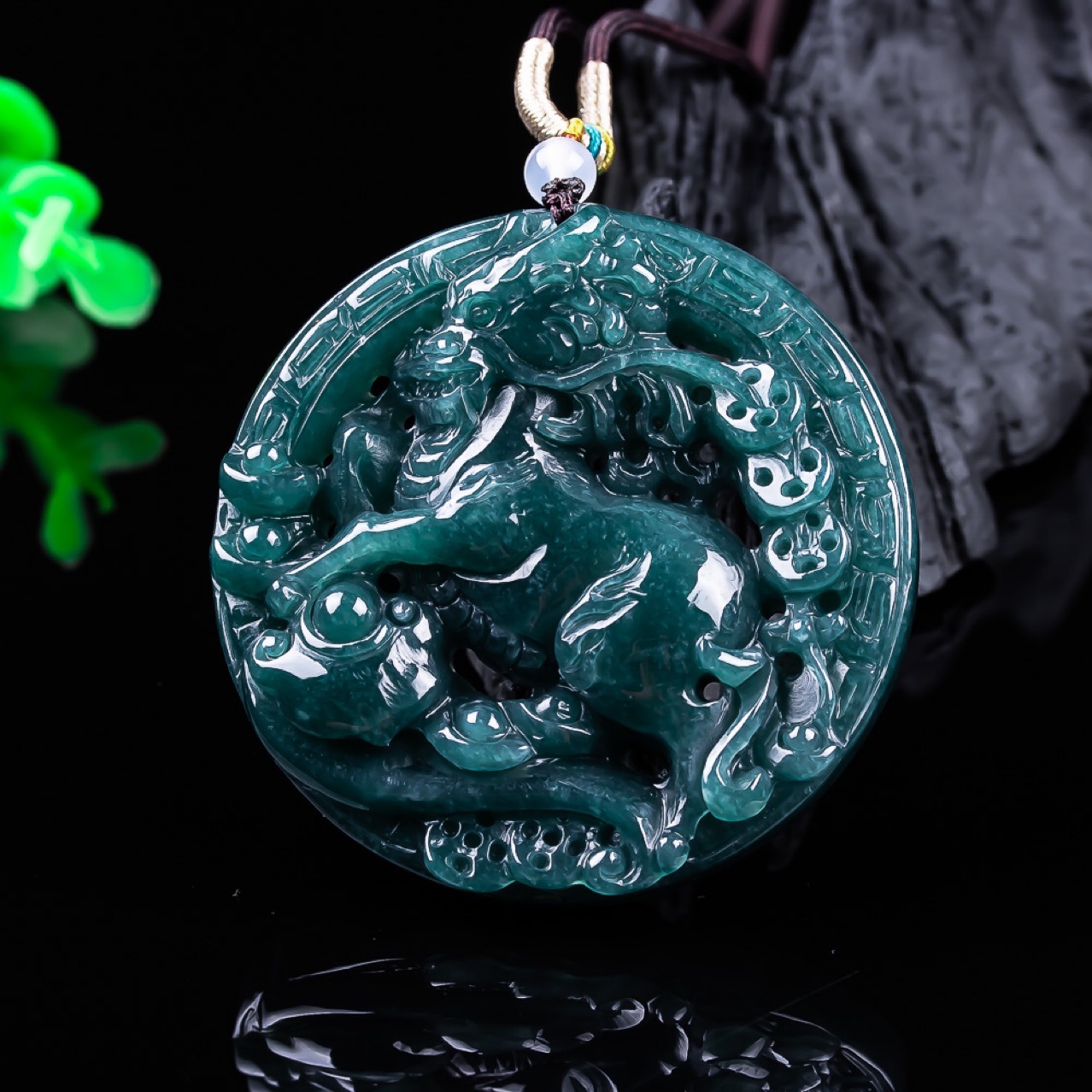 Necklace Pendant - Burmese Jadeite Dragon Pendant Gemstone Real