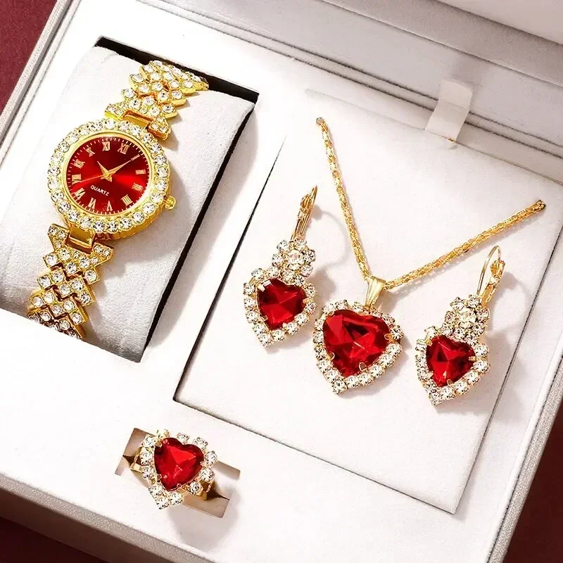 Jewelry Like Watches - Golden Luxury Watch Women Ring Necklace