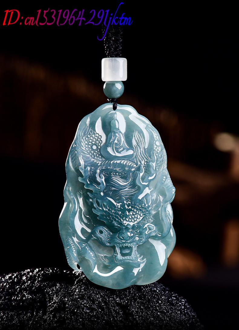 Natural Burmese Jadeite Dragon - Necklace Pendant recension och pris