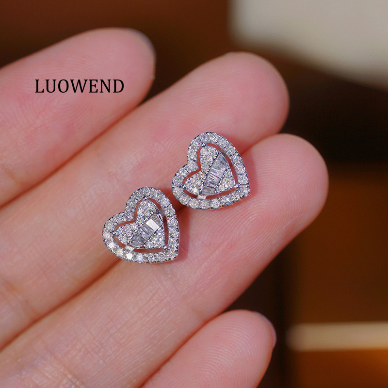LUOWEND 100% 18K White Gold Ea - Diamond Stud Earrings recension och pris