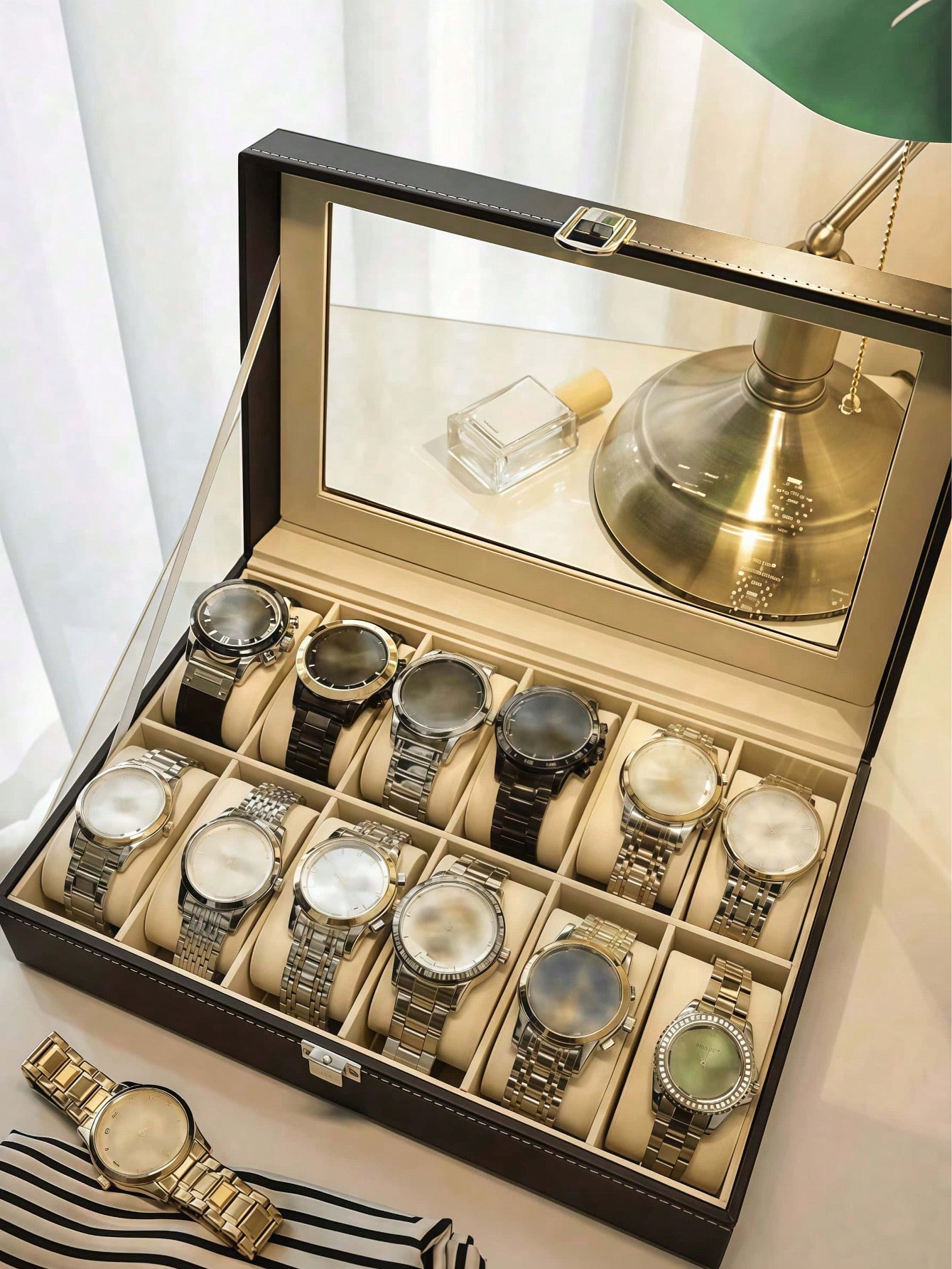 Leather Watch Box with Lock, L - Jewelry Watches Women recension och pris