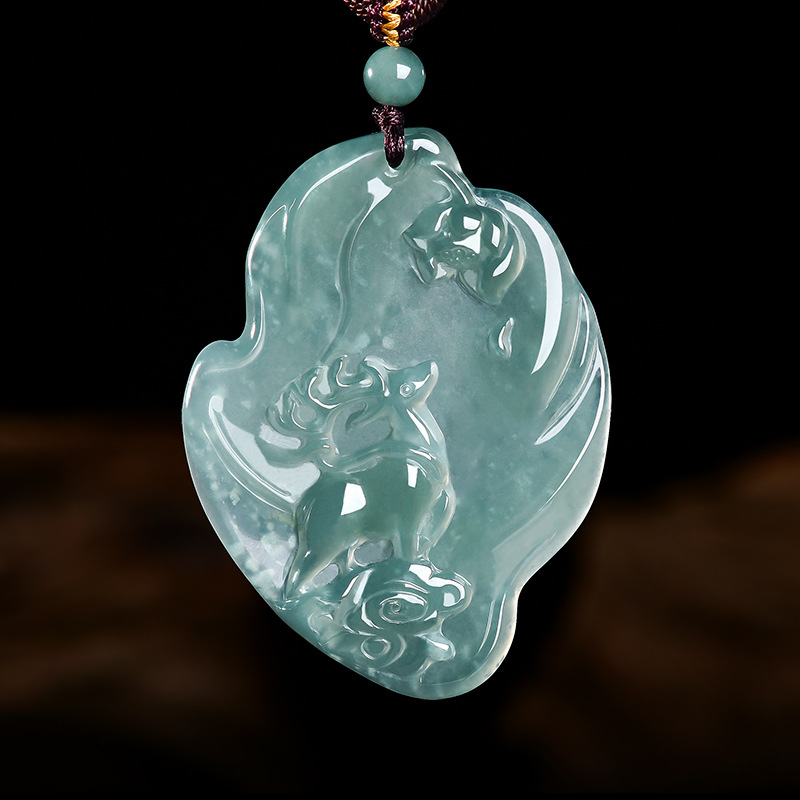Real Natural Emerald Jade Blue - Necklace Pendant recension och pris