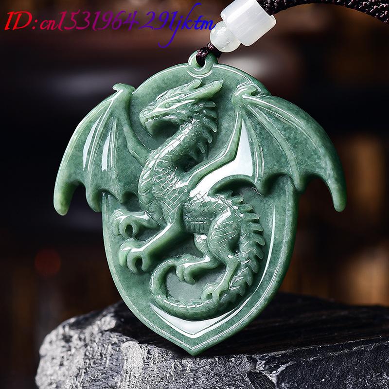Natural Burmese Jadeite Dragon - Necklace Pendant recension och pris