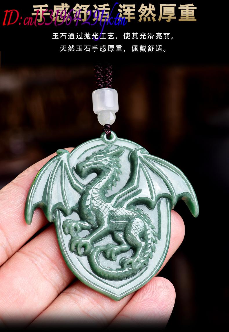 Natural Burmese Jadeite Dragon - Necklace Pendant recension och pris